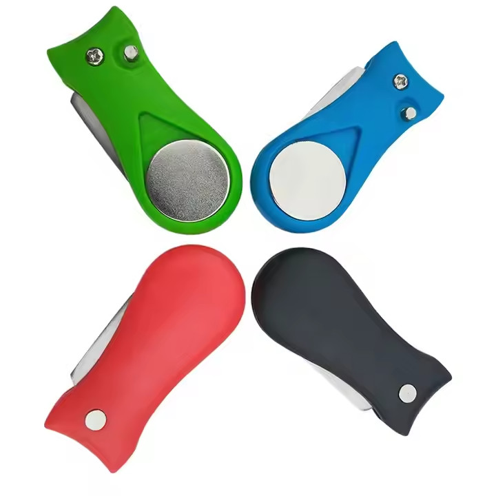 Foldable Golf Divot Tool with Pop-up Button & Magnetic Ball Marker