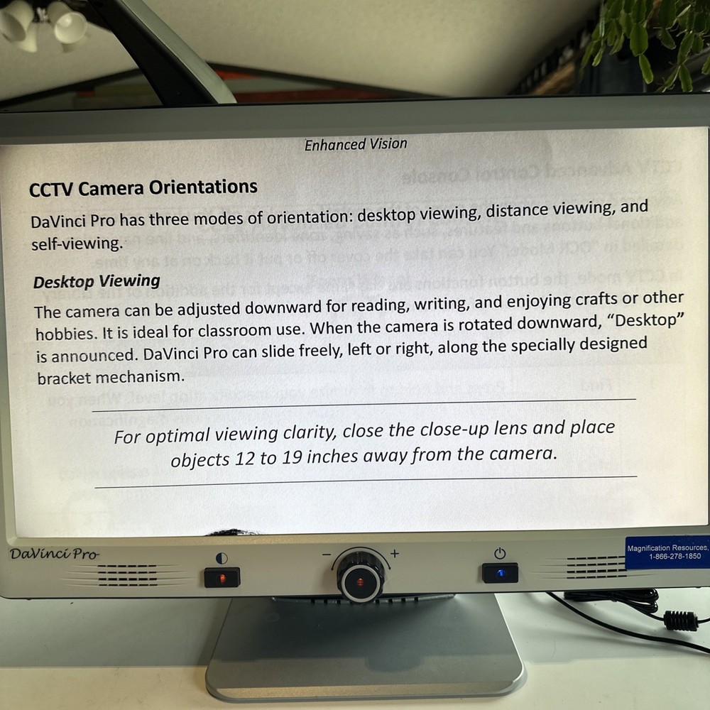 Enhanced Vision DAVINCI PRO HD OCR Desktop Magnifier Text to Speech DAVP1E24A
