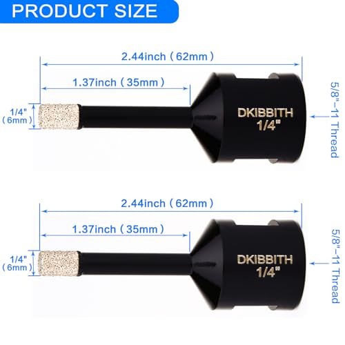 1/4 Inch Dry Diamond Core Drill Bits Set 2 pcs for Ceramic (6 mm) 1/4" x2pc