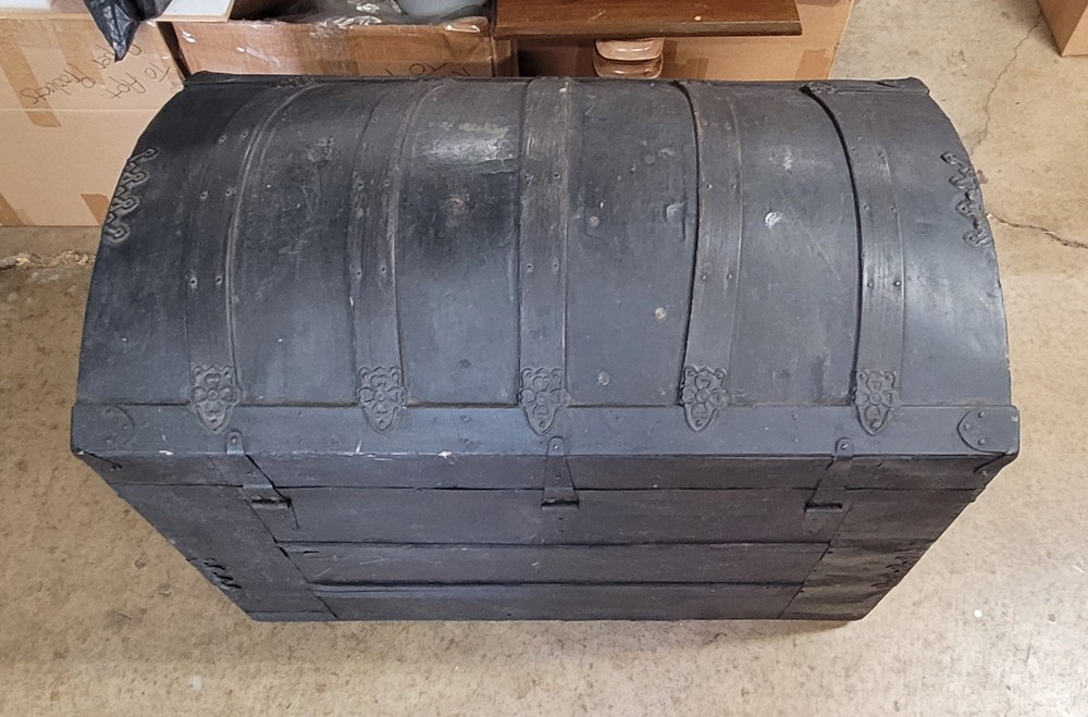Antique Large Handmade Camelback Trunk