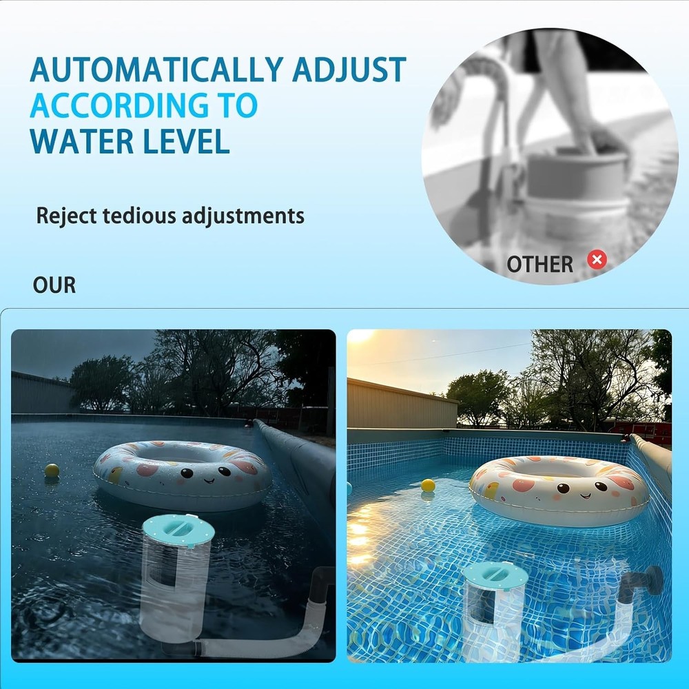 Surface Float Skimmer for Above Ground Pools No Installation Automatic Filter...