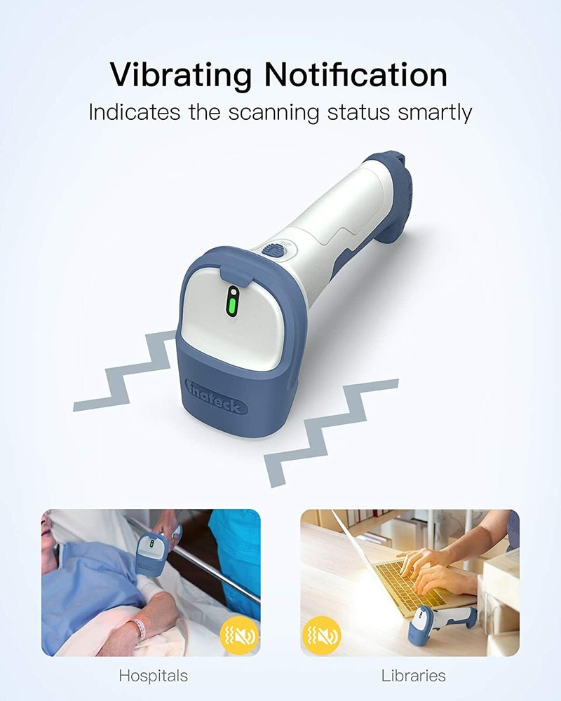 Inateck 2D Wireless Barcode Scanner 2.4Ghz GS1 Barcode Reader Gun Bluetooth 5.0