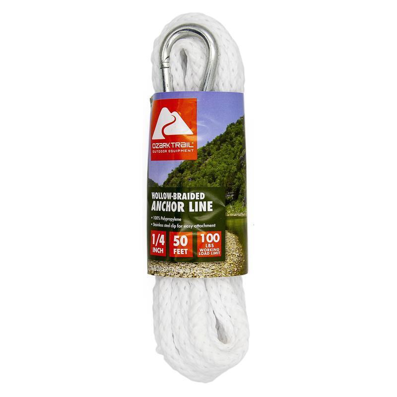 50ft Braided Polypropylene Anchor Line W/ Snap Hook Durable Rot-Resistant Rope