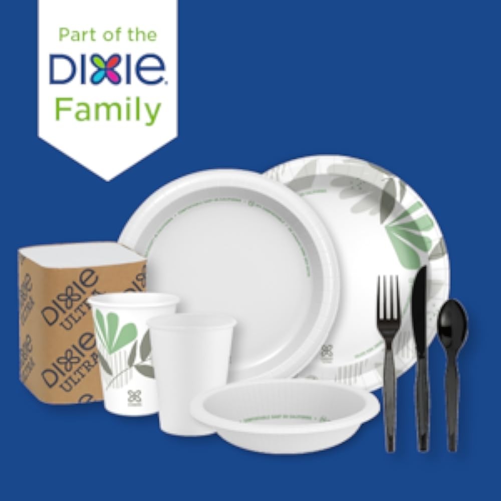 Dixie 6.8 Inch Medium-Weight Paper Plates By GP PRO, Pathways Botanical