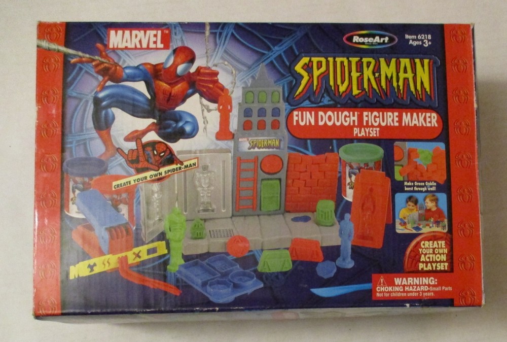 RoseArt Marvel Spider-Man Fun Dough Figure Maker Playset 2003 Used Complete