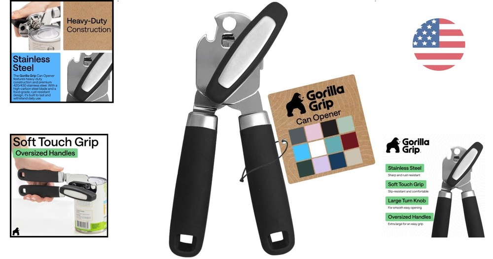 Oversized Handheld Can Opener with Soft Touch Handles and Rust Free Blade