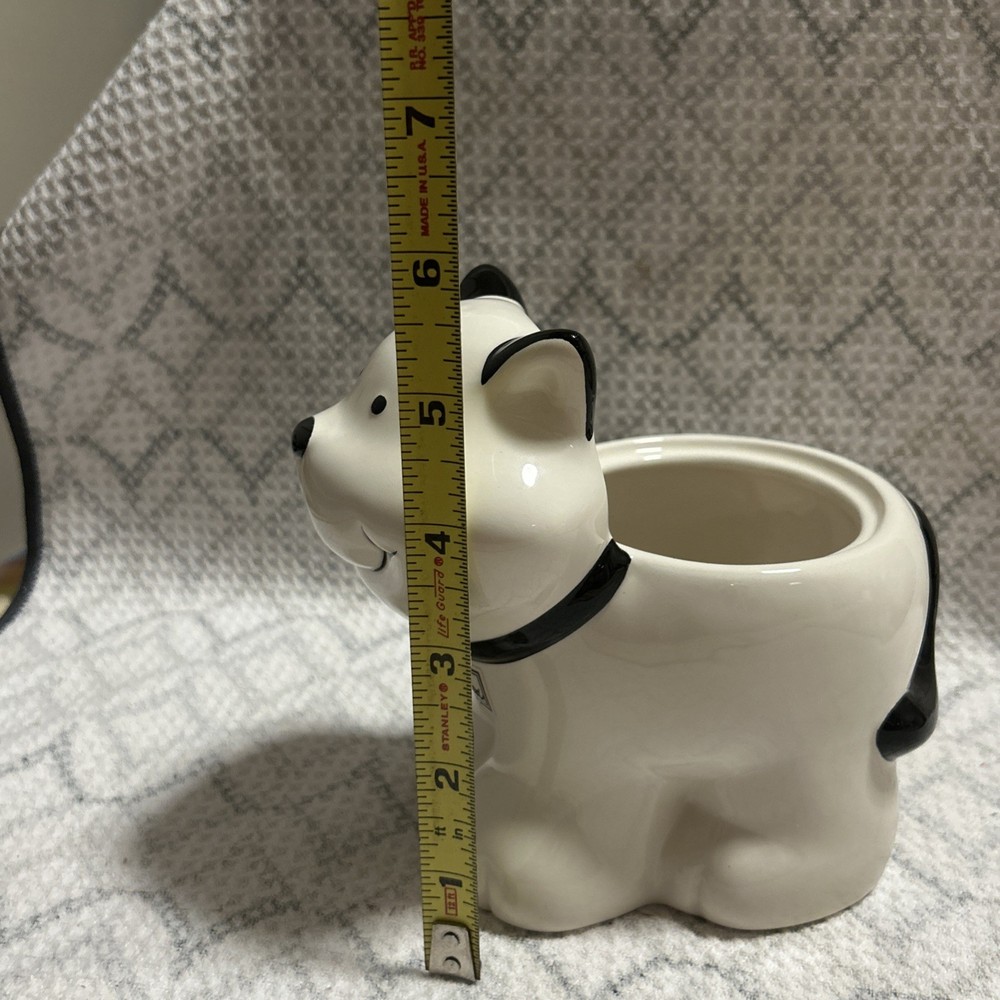 Ceramic Cat Planter Black And White 6 Inches Tall