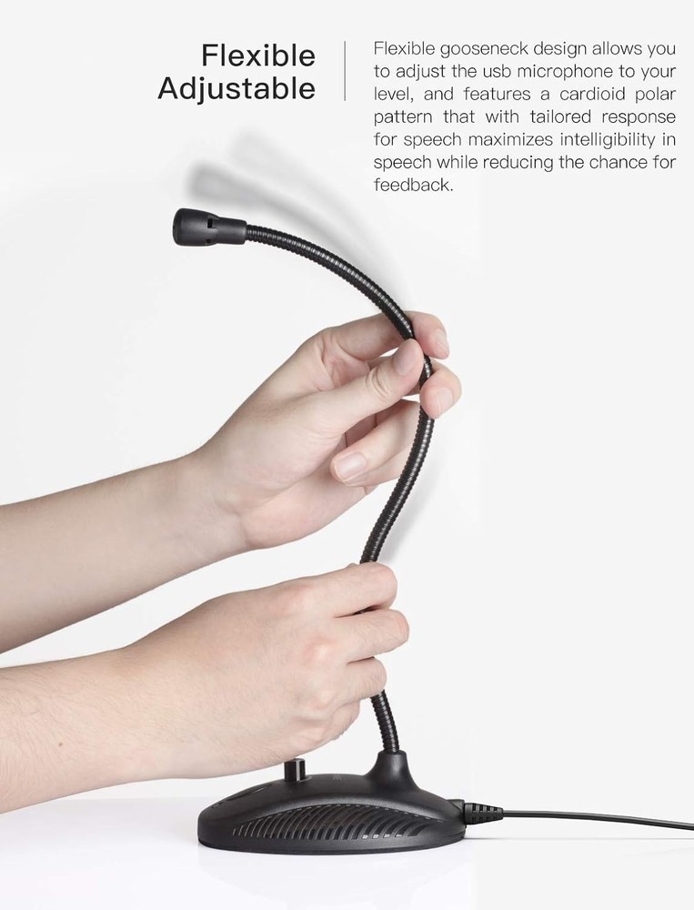 Fifine USB Computer Microphone, Plug &Play Desktop Condenser PC Laptop Mic,Mute