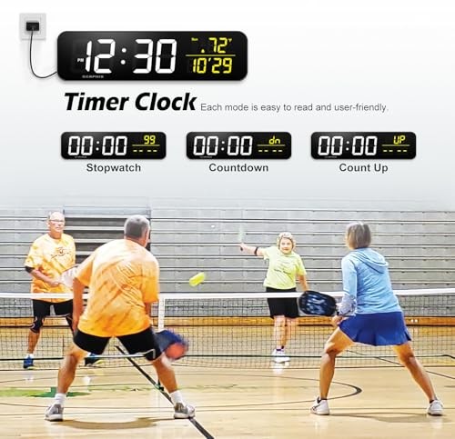 15.2" Digital Scoreboard Clock with Countdown Timer, Variable LED Color,