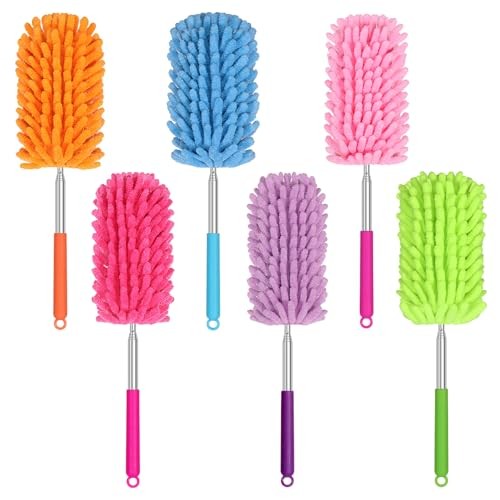 Hand Duster for Cleaning, 360° Bendable Duster with Telescoping 6 Pack Colorful