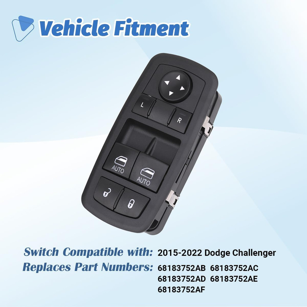 2015-22 Dodge Challenger Driver Side Power Window Switch–Compatible Replacement