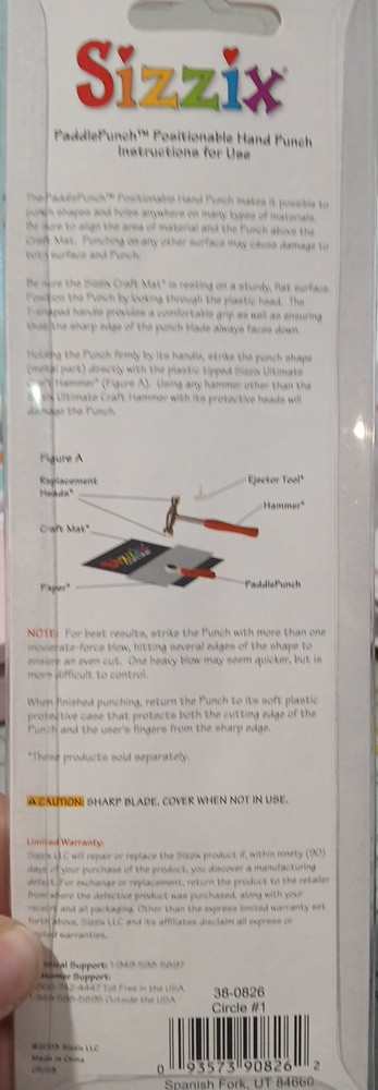 Sizzix Paddle Punch 38-0826 Circle #1