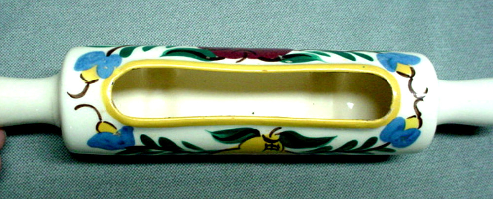Vintage Purinton ? Ceramic Rolling Pin Planter Apple Pear