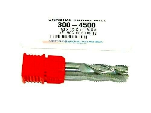 1/2" Solid Carbide 4 Flute Roughing END MILL HOG Milling Made In USA HTC 300