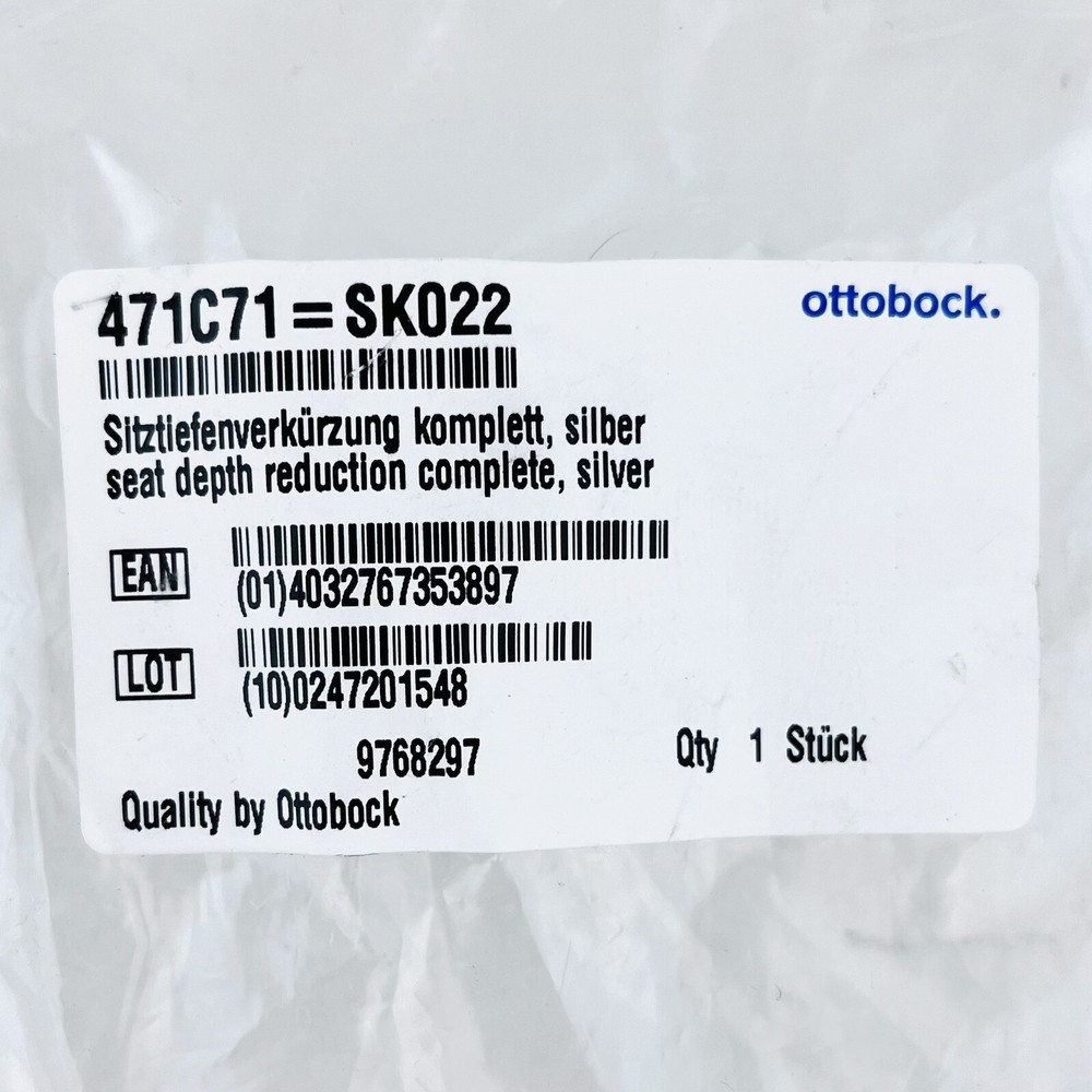 Seat Depth Reduction Set Plates and Hardware Silver for Ottobock