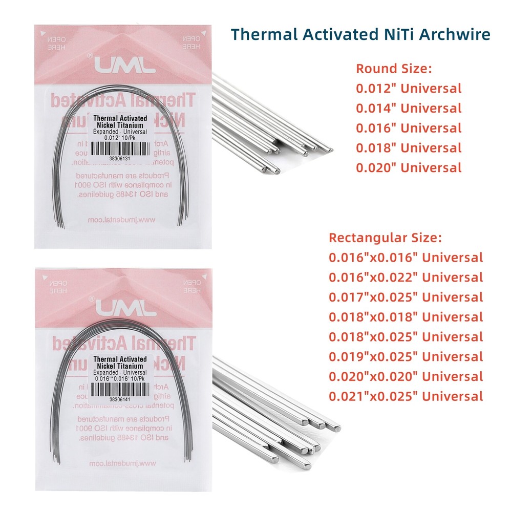 JMU Dental Orthodontic Arch Wire Niti Thermal Activated Expanded Rectangular
