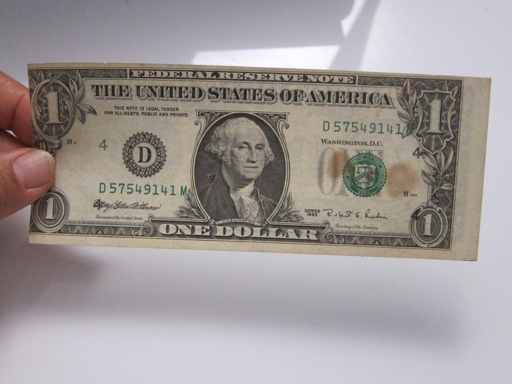 1995 $1 Error Printing & Cut #D57549141M