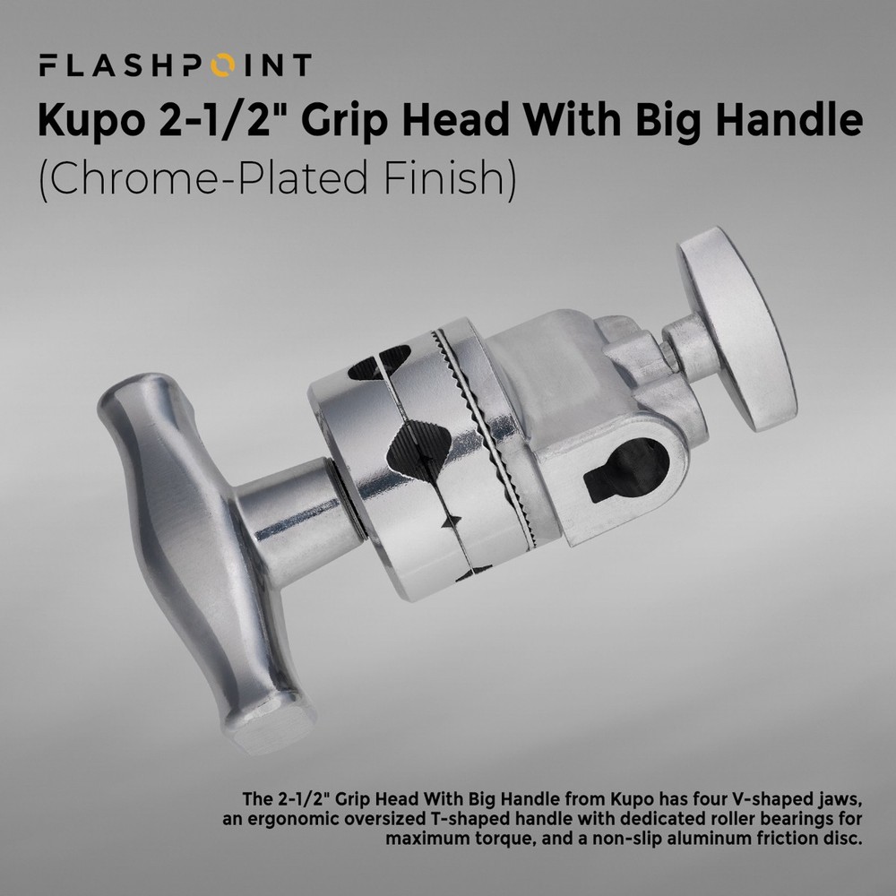 Flashpoint Grip Head for Lights and Accessories - 2.5" Diameter (Chrome)