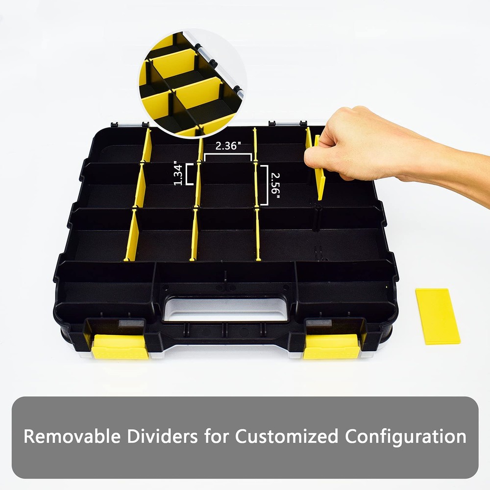 Tools Organizer Box Small Parts Storage 34-Compartment 1 PACK, Yellow