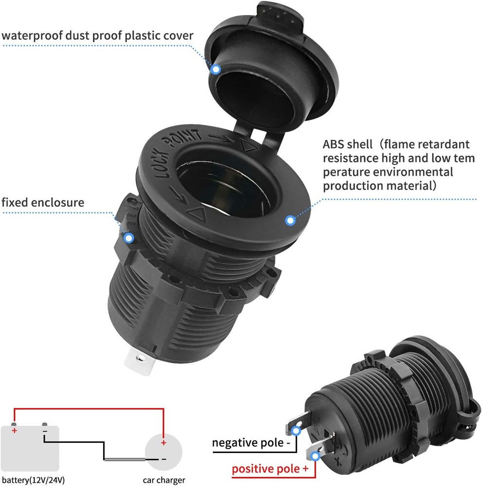 12V Car Cigarette Lighter Socket Waterproof and Dustproof plug socket for Car