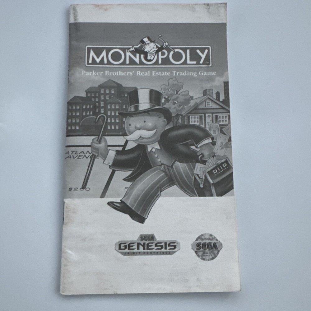 monopoly sega genesis manual only