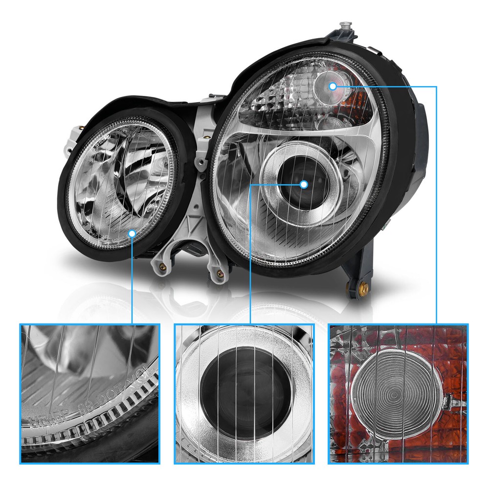 2000-2002 Chrome Headlights For Mercedes Benz W210 E Class E320 E430 E55 AMG