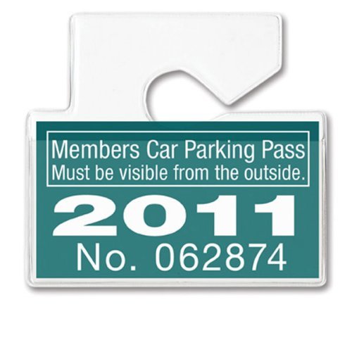 Horizontal Car Parking Pass Permit Holder -Clear Plastic Rear View Mirror Hanger