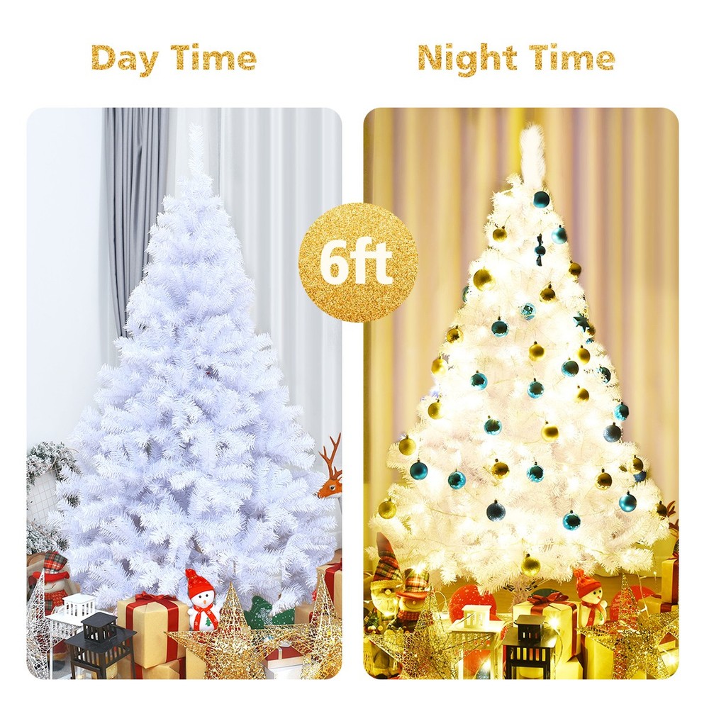6Ft Hinged Artificial Christmas Tree Premium Pine Tree 1000 Tips w/ Metal Stand