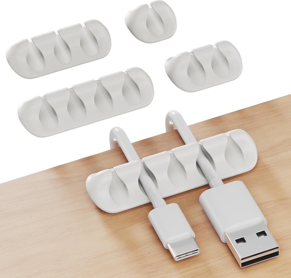 Cord Organizer for Desk, Cable Holder for Nightstand, Charr