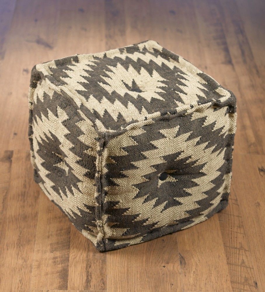 Zeckos AA Importing 48848 Black And White Chevron Pattern Pouf