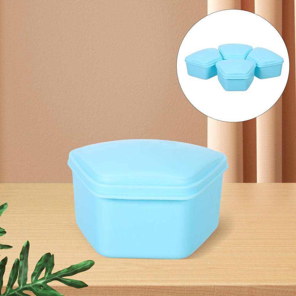 4 Pcs Denture Container Holders for Cleaning Storage Case Soaker