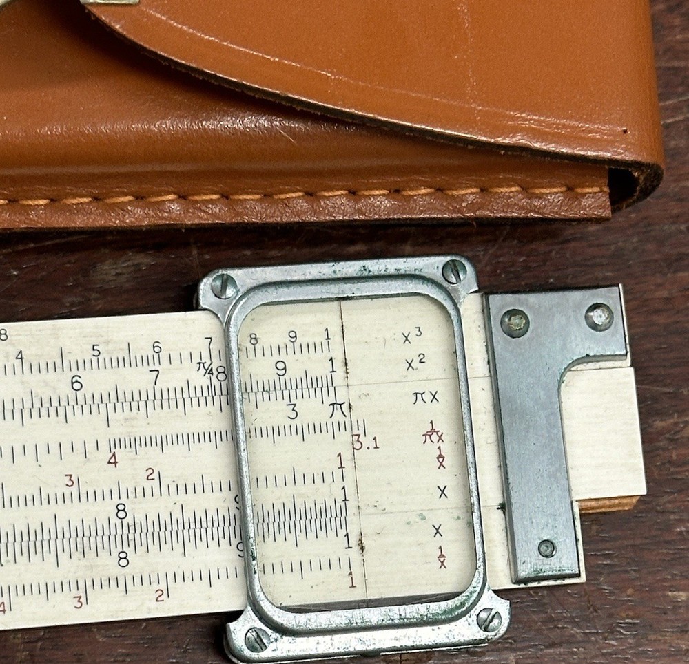 VTG Eugene Dietzgen Co Slide Rule Micromatic Vector Type Log With Leather Case