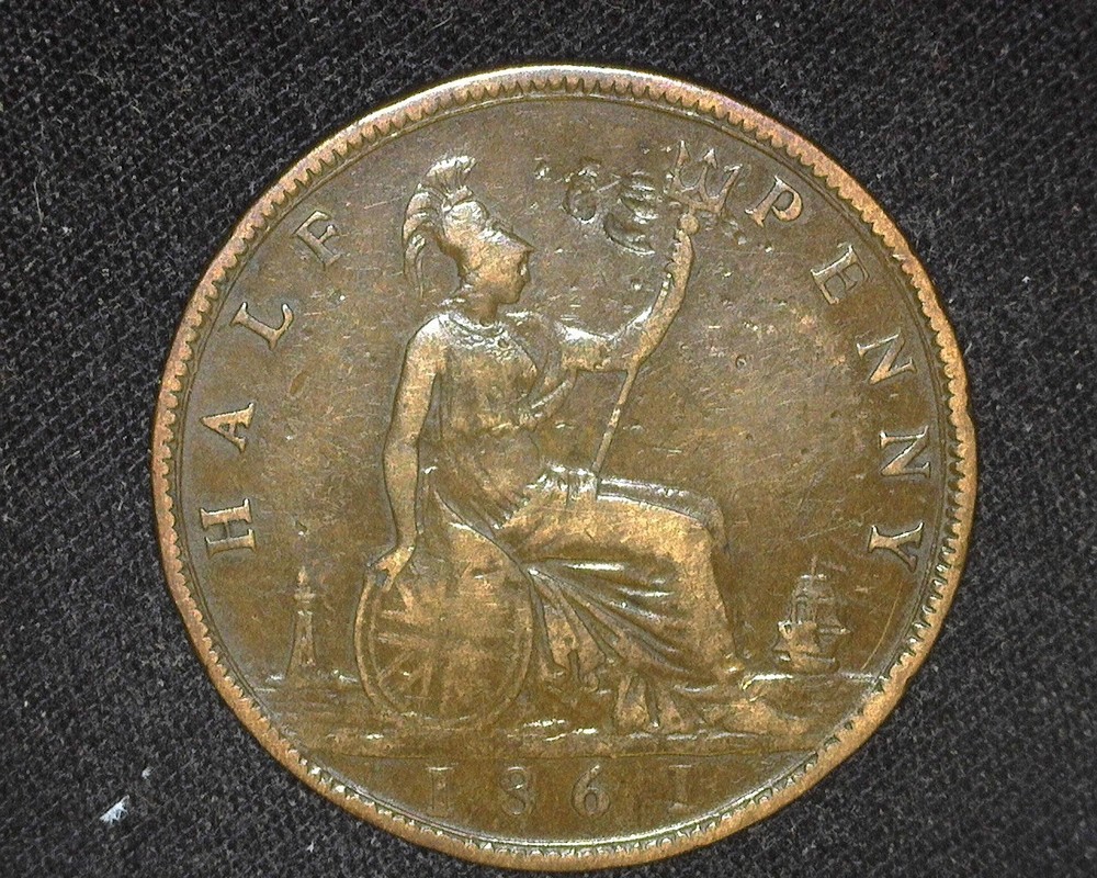 GREAT BRITAIN 1861 HALF-PENNY KM748.2 VERY FINE ~D85