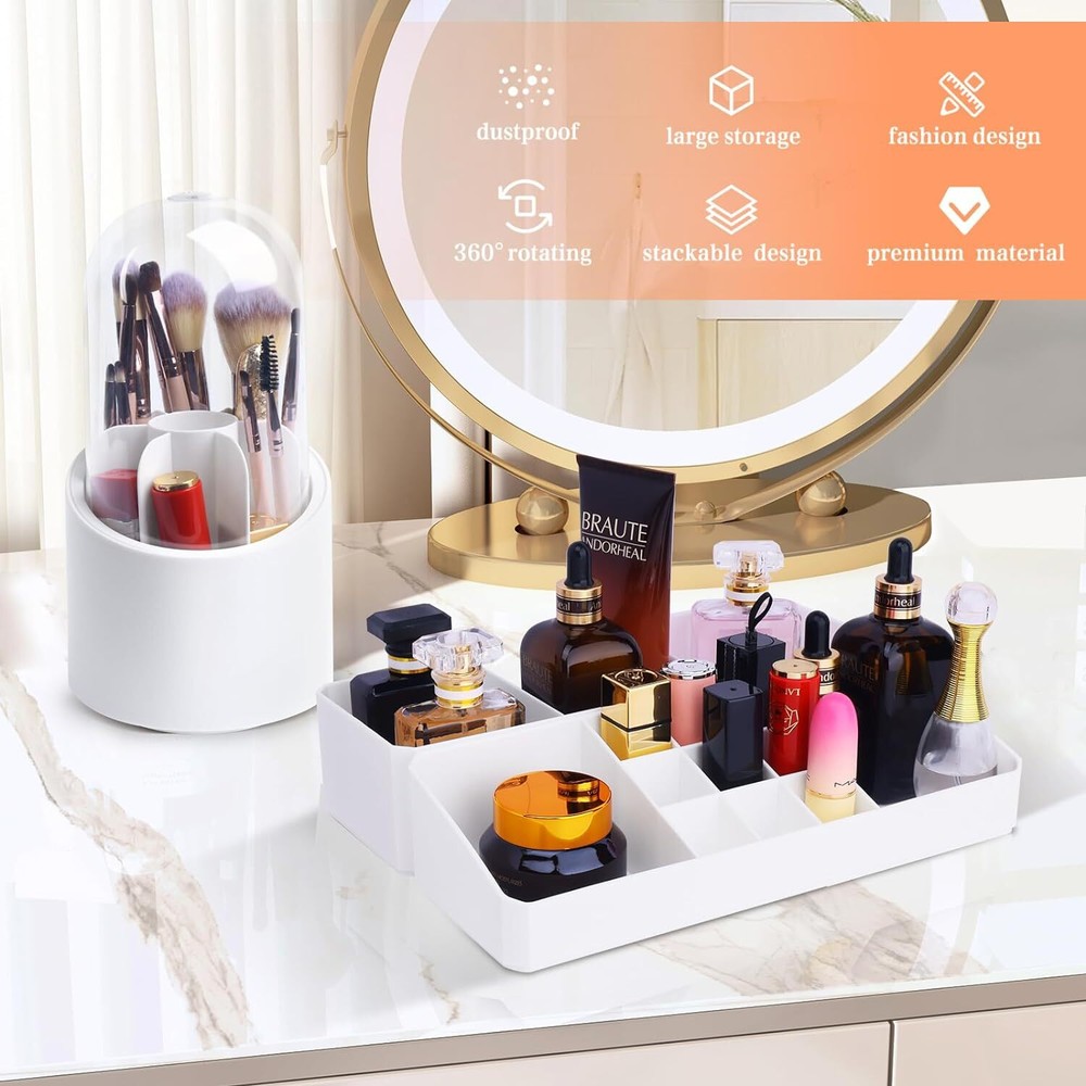 Vanity Makeup Organizer, Countertop Organizer with Makeup Brush Holder