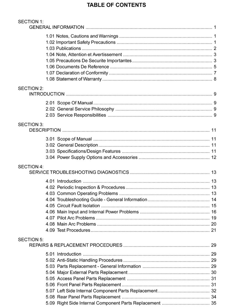 Thermal Dynamics PakMaster 100XL Plasma Cutter Service Manual *1019