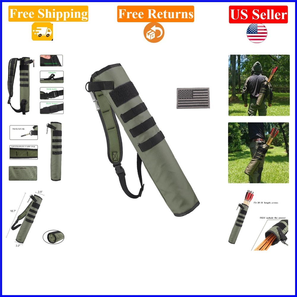 Lightweight Foldable Molle System Arrow Quiver for Target Shooting, Green