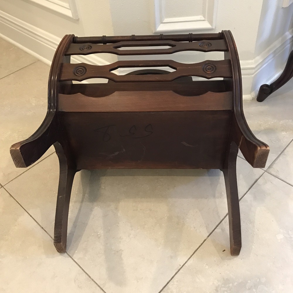 Antique / Vintage Cherry Wood Magazine Rack Solid Wood . ￼