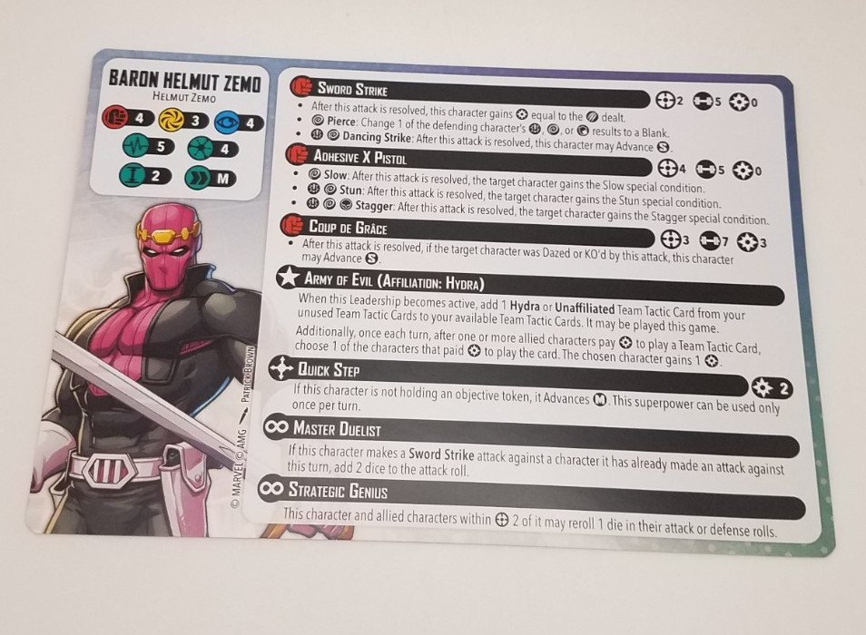 Marvel Crisis Protocol Earths Mightiest Core Set - Baron Zemo & Rules Card