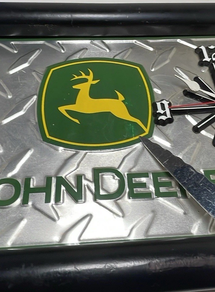 John Deere Clock Framed License Plate Design Diamond Clock Works