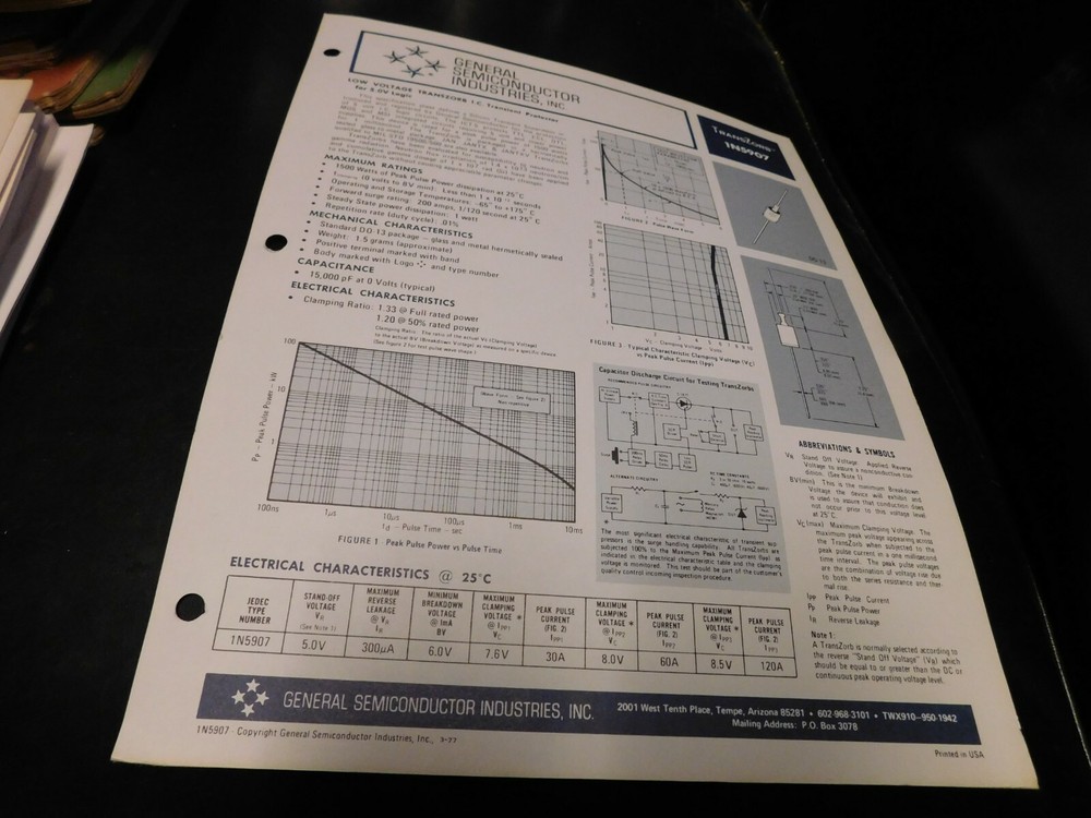 Electronics Specification Guide General Semiconductor Industries TransZorb 1N590