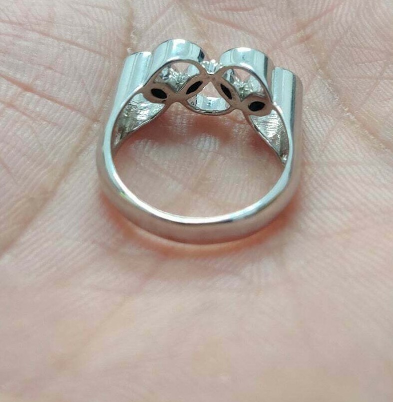 Fine Solid Metal Men's Olympic Ring 14k White Gold Plated Silver