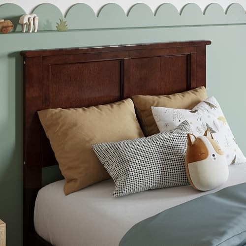 , Madison Solid Wood Panel Headboard with Attachable Charger Twin Walnut