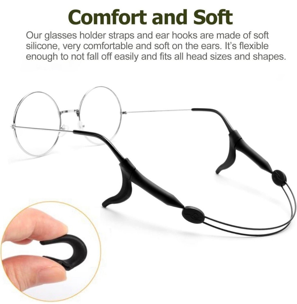 12Pcs Adjustable Glasses (4pcs) Strap and Ear Hook (8Pcs)