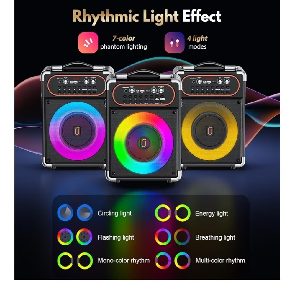 Karaoke Machine, Portable Bluetooth 5.3 Speaker with 2 Wireless Microphones