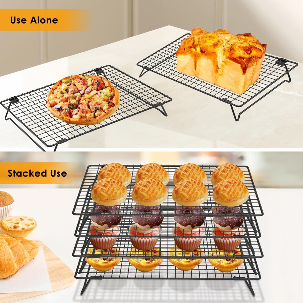 2 Pack Cooling Racks for Cooking and Baking, 13.4 x 9.4 Inch 2-Tier Stackable...