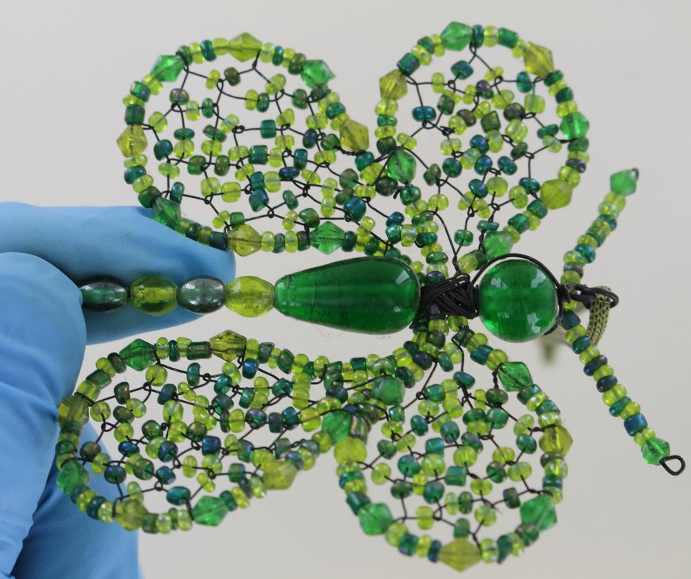 Green Beaded Butterfly Ornament