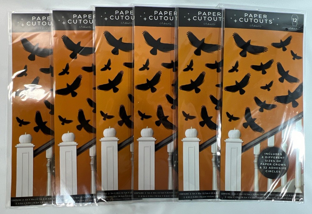 6 Paper Cutouts Crows Fall Decor Packs 72 Total Diff Sizes Crafting Halloween !!