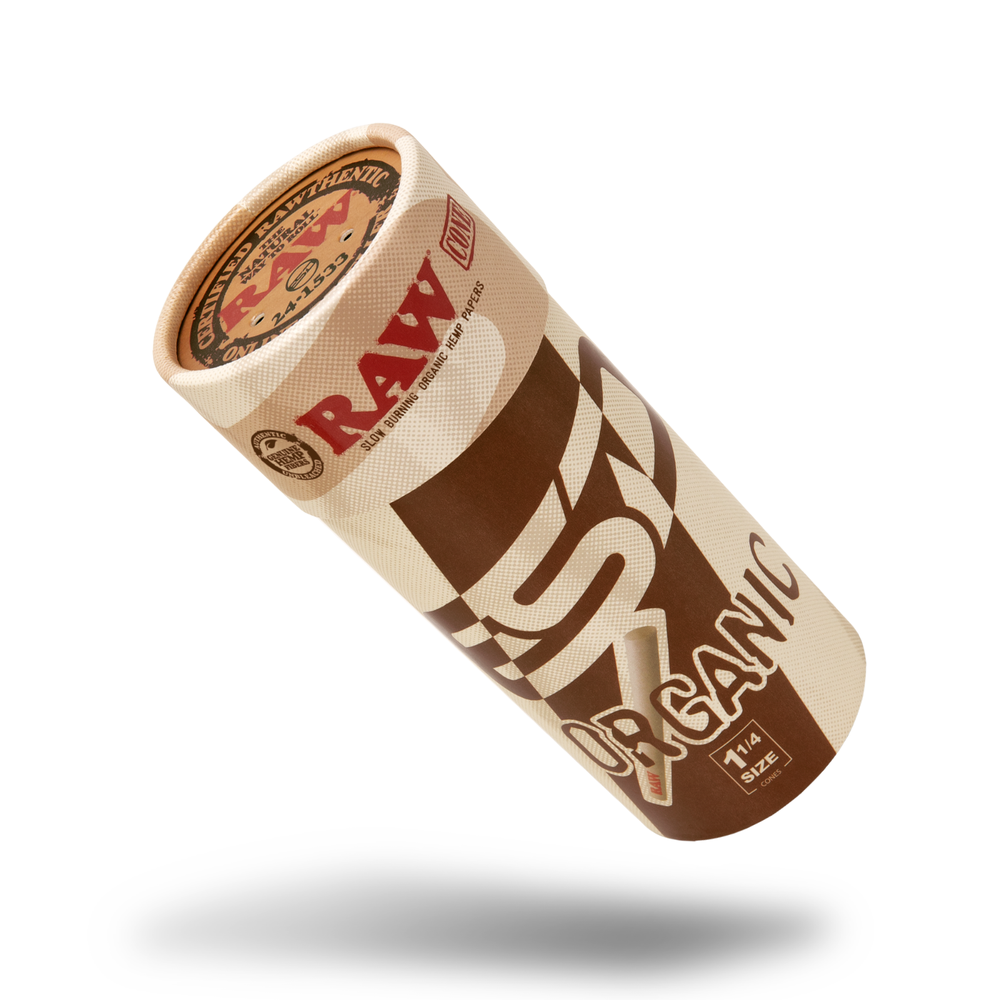 RAW Organic 1 1/4 Pre-Rolled Cones | 50 Pack | Slow Burning Rolling Papers