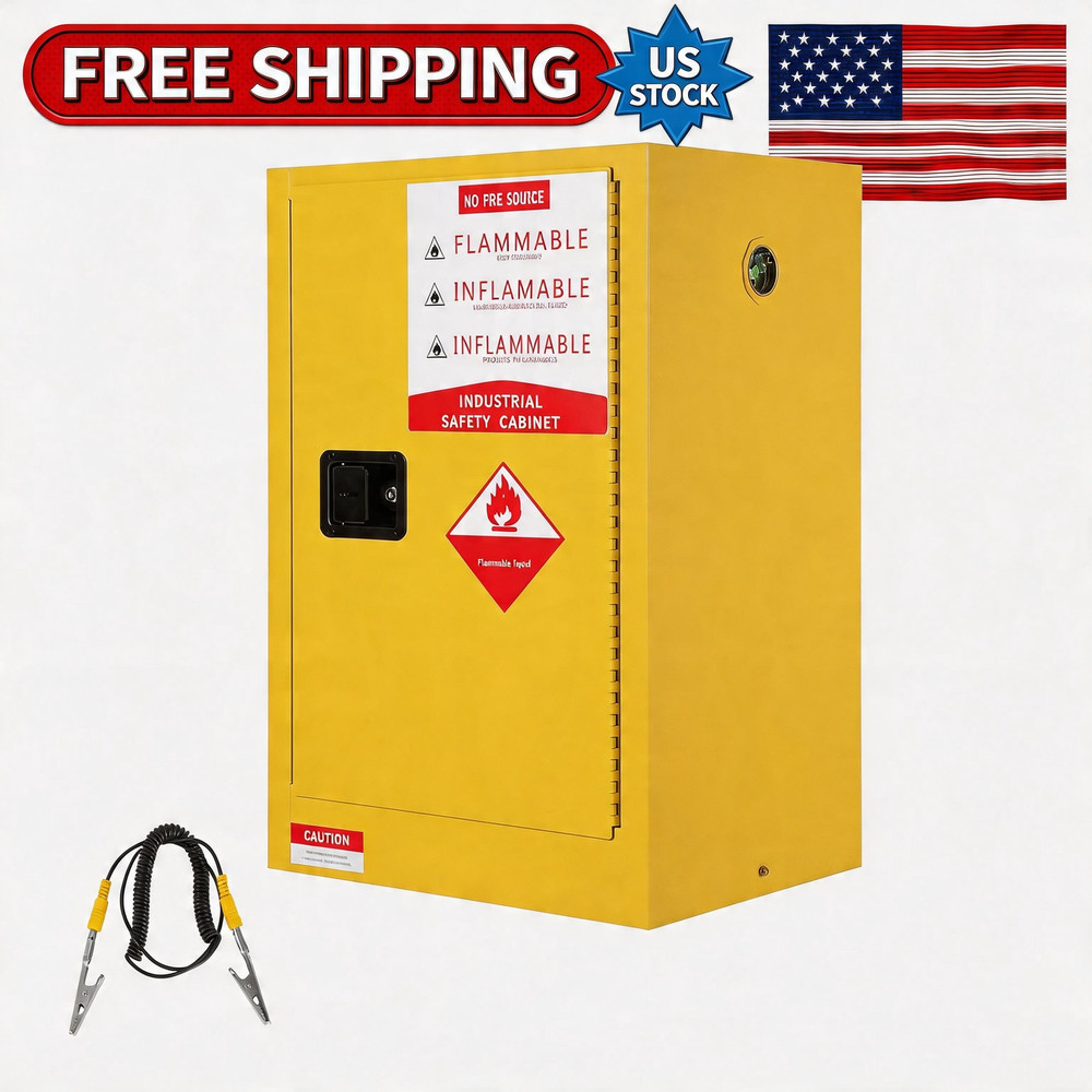 Flammable Storage Cabinet for Hazardous Fire Resistant Safety 2 Gallon Capacity