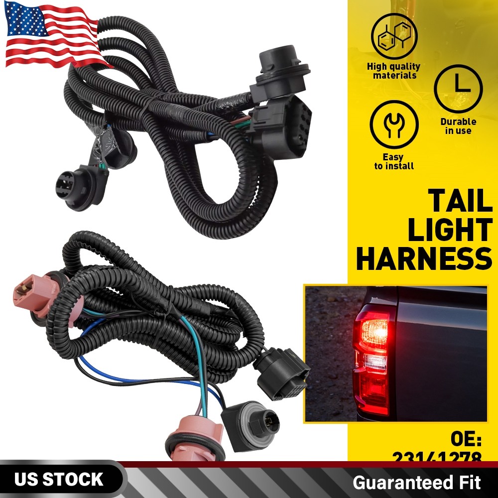 2X Left & Right Side Tail Light Socket Wire Harness For Chevy Silverado 2014-15